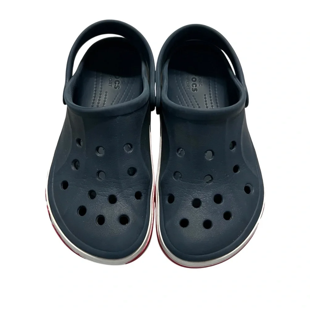 CROCS J1 Kids Bayaband Navy Blue & Red Classic Clog Water Shoes